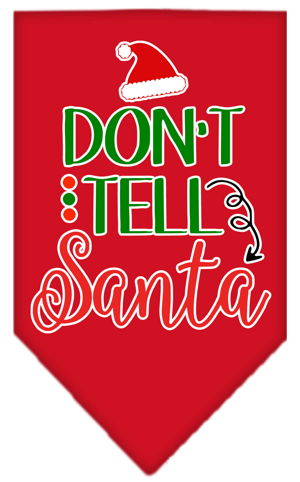 Don't Tell Santa Screen Print Bandana Red Small